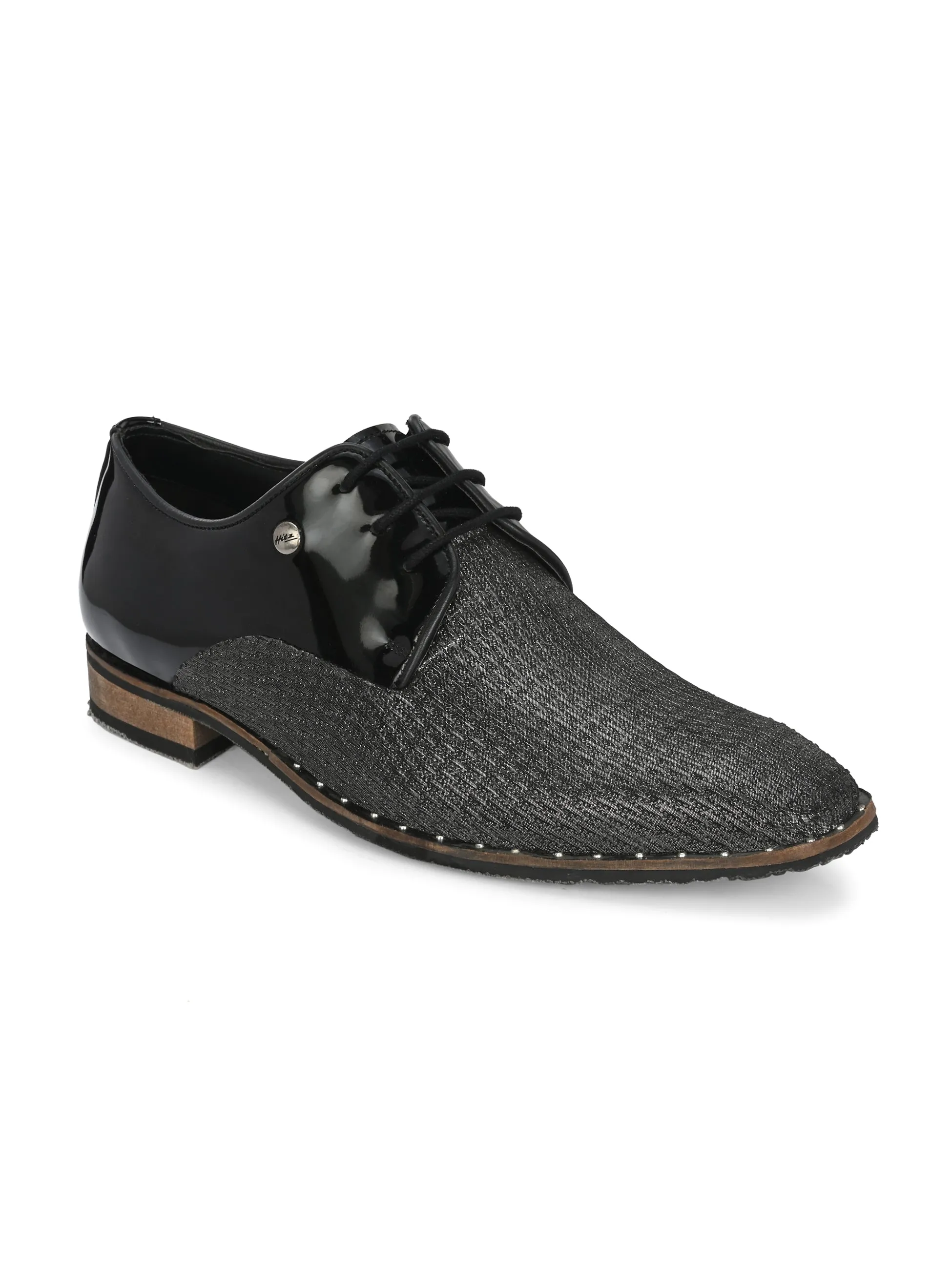 HITZ Men's Black Leather Formals Lace-Up Shoes