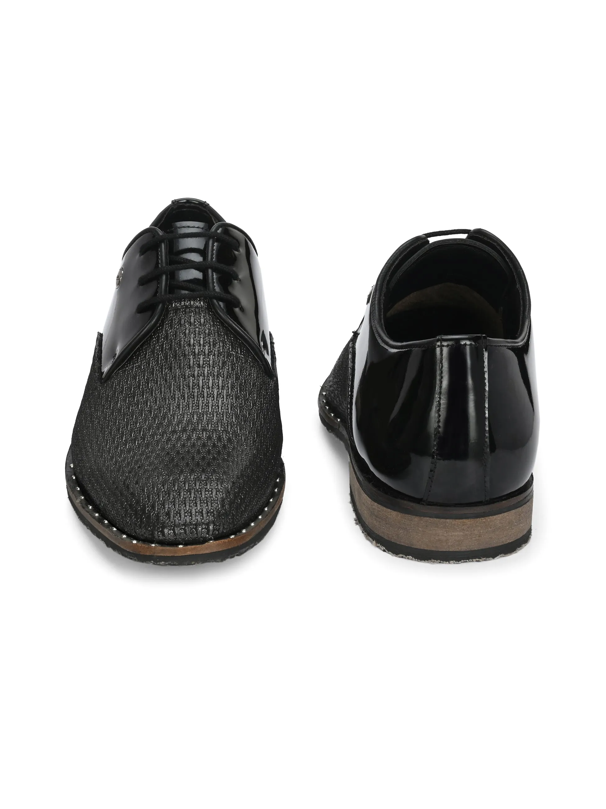 HITZ Men's Black Leather Formals Lace-Up Shoes