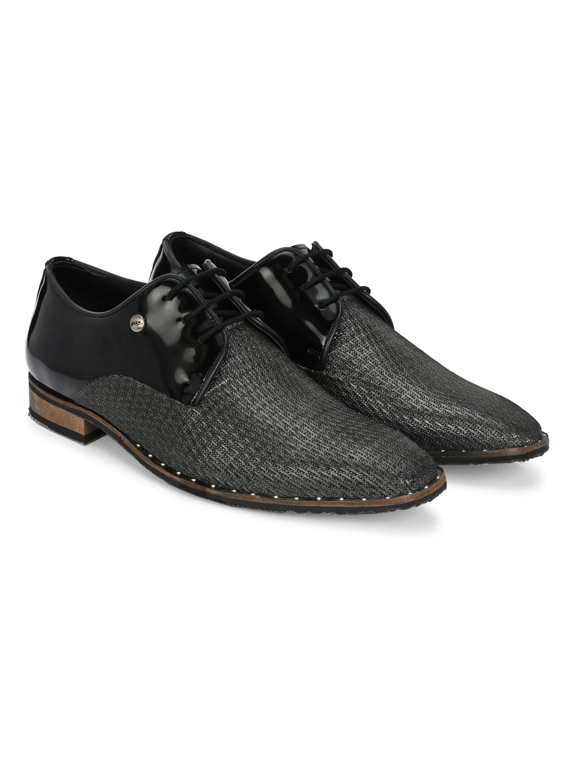 HITZ Men's Black Leather Formals Lace-Up Shoes