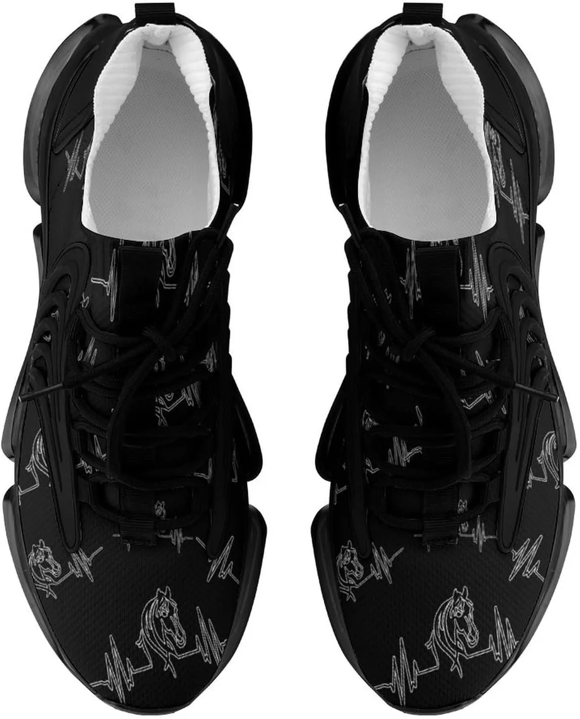 Horse Heartbeat Walking Shoes for Men Lightweight Tennis Fashion Elastic Sports Shoes Cushion Basketball Shoes