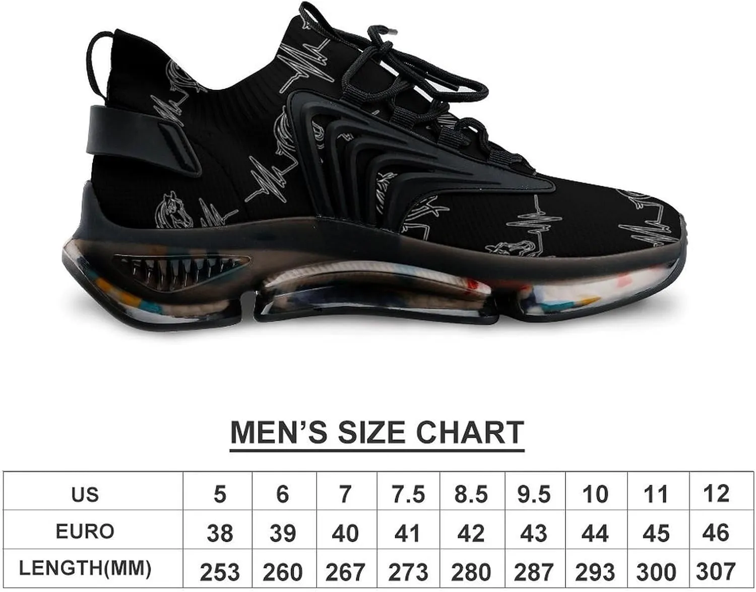 Horse Heartbeat Walking Shoes for Men Lightweight Tennis Fashion Elastic Sports Shoes Cushion Basketball Shoes