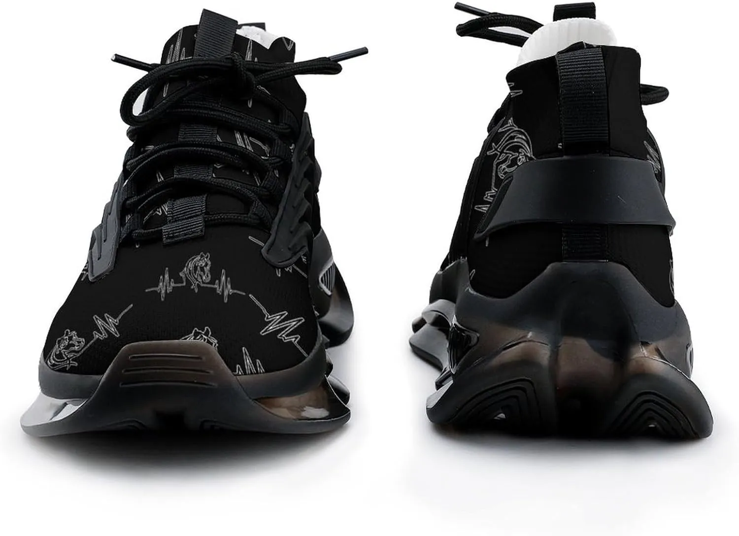 Horse Heartbeat Walking Shoes for Men Lightweight Tennis Fashion Elastic Sports Shoes Cushion Basketball Shoes