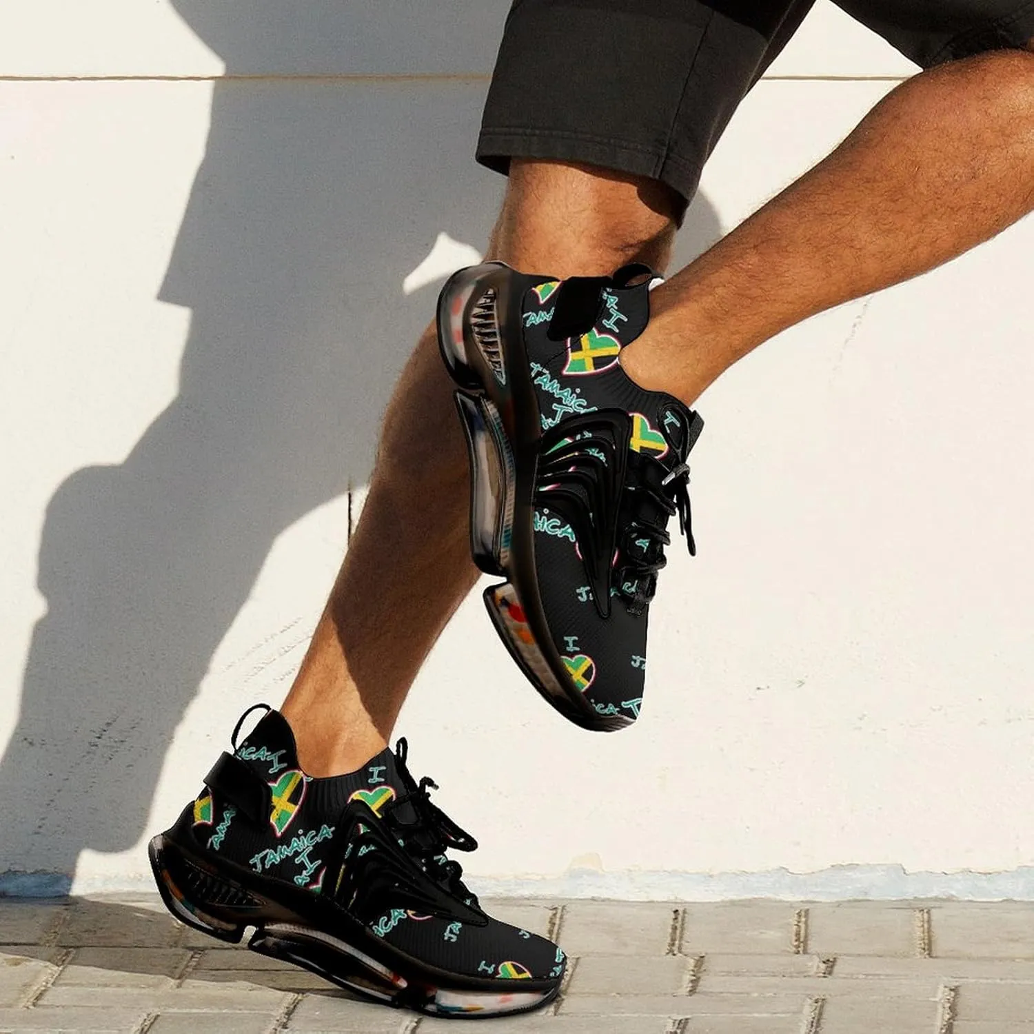 I Love Jamaica Walking Shoes for Men Lightweight Tennis Fashion Elastic Sports Shoes Cushion Basketball Shoes