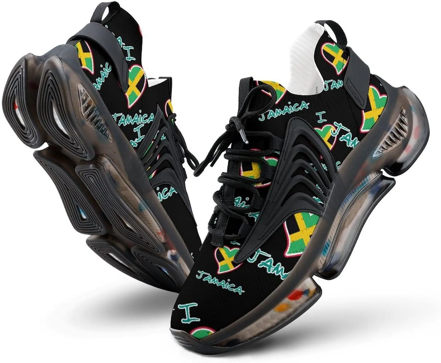 I Love Jamaica Walking Shoes for Men Lightweight Tennis Fashion Elastic Sports Shoes Cushion Basketball Shoes