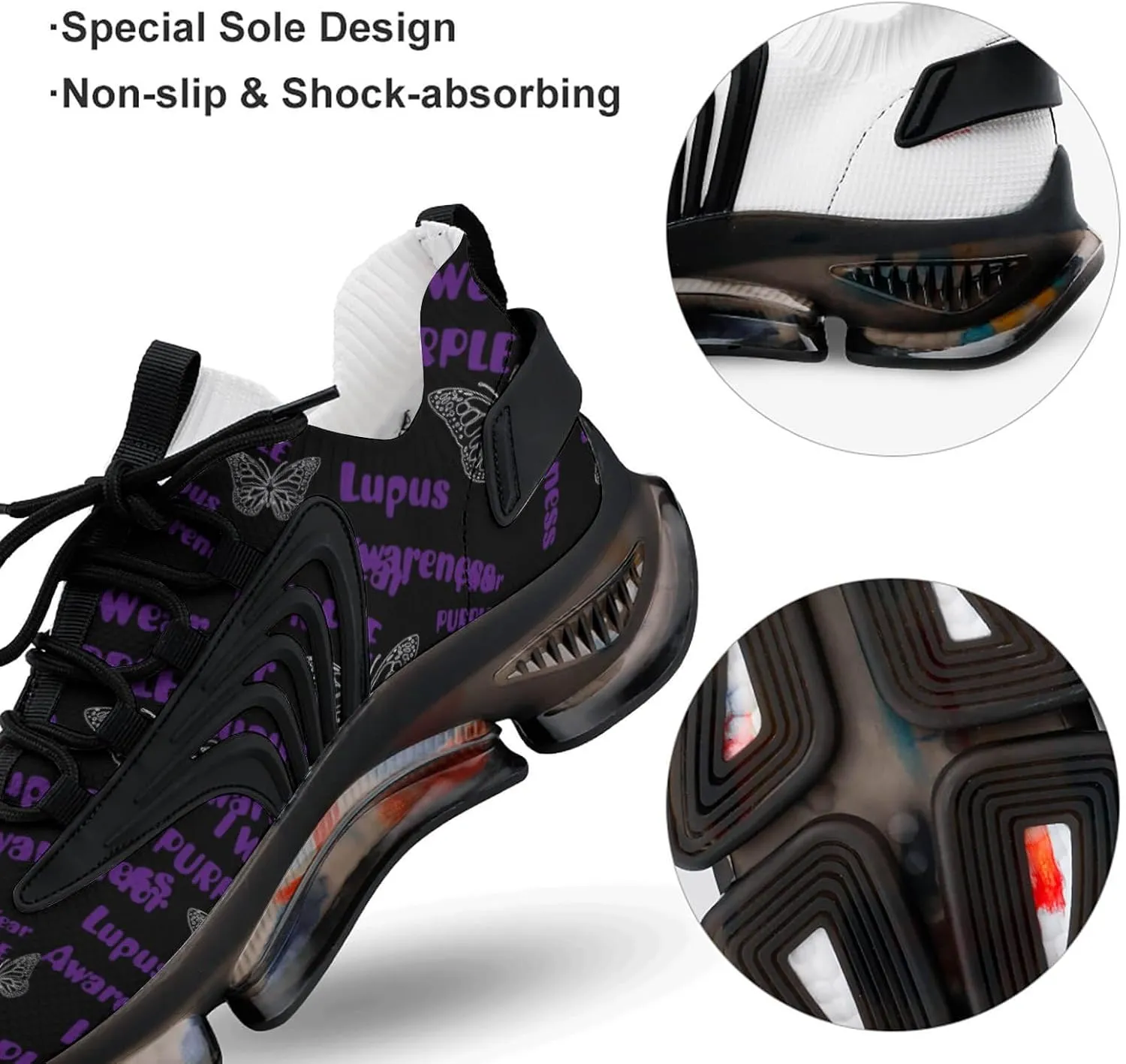I Wear Purple for Lupus Awareness Walking Shoes for Men Lightweight Tennis Fashion Elastic Sports Shoes Cushion Basketball Shoes