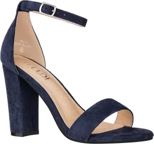 ILLUDE Womens Open Toe Ankle Strap Chunky Block High Heel - Formal, Wedding, Party Classic Heeled Sandals - Ruby
