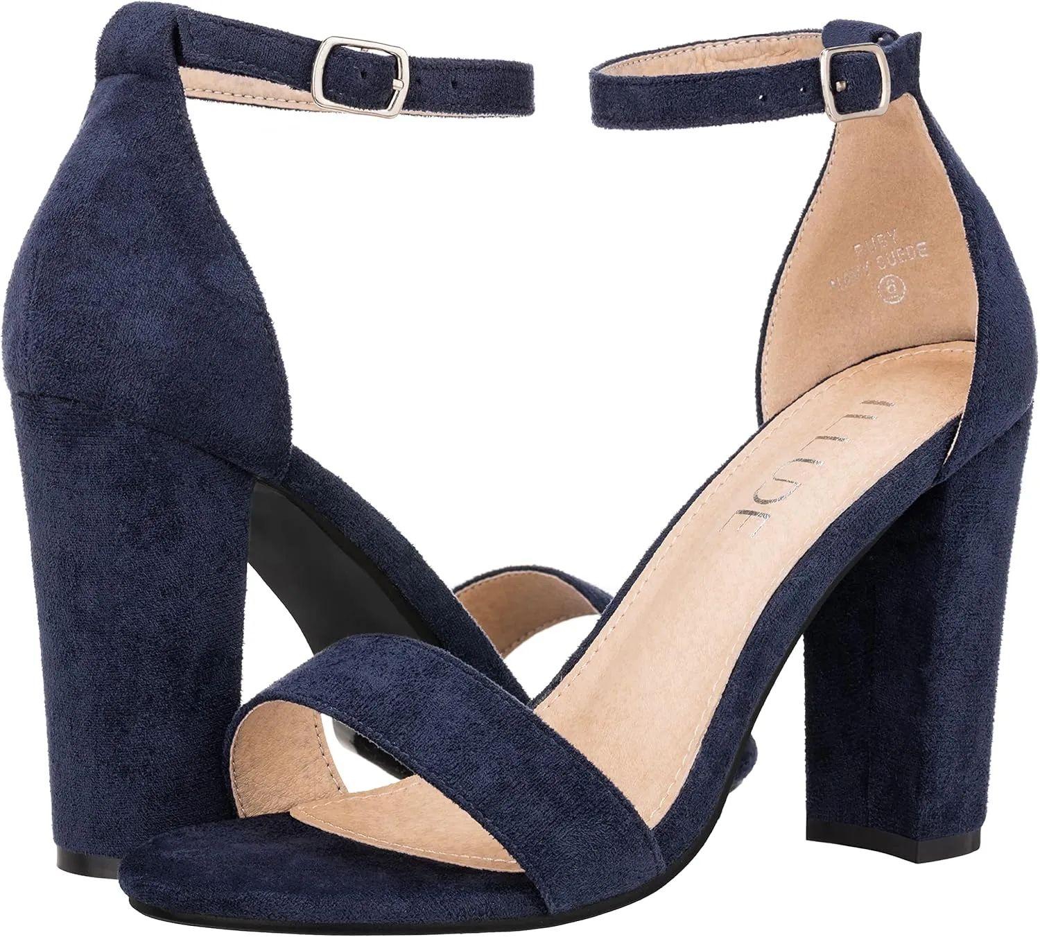 ILLUDE Womens Open Toe Ankle Strap Chunky Block High Heel - Formal, Wedding, Party Classic Heeled Sandals - Ruby