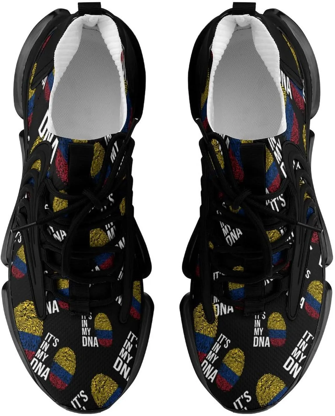 It's in My DNA Colombian Flag Walking Shoes for Men Lightweight Tennis Fashion Elastic Sports Shoes Cushion Basketball Shoes