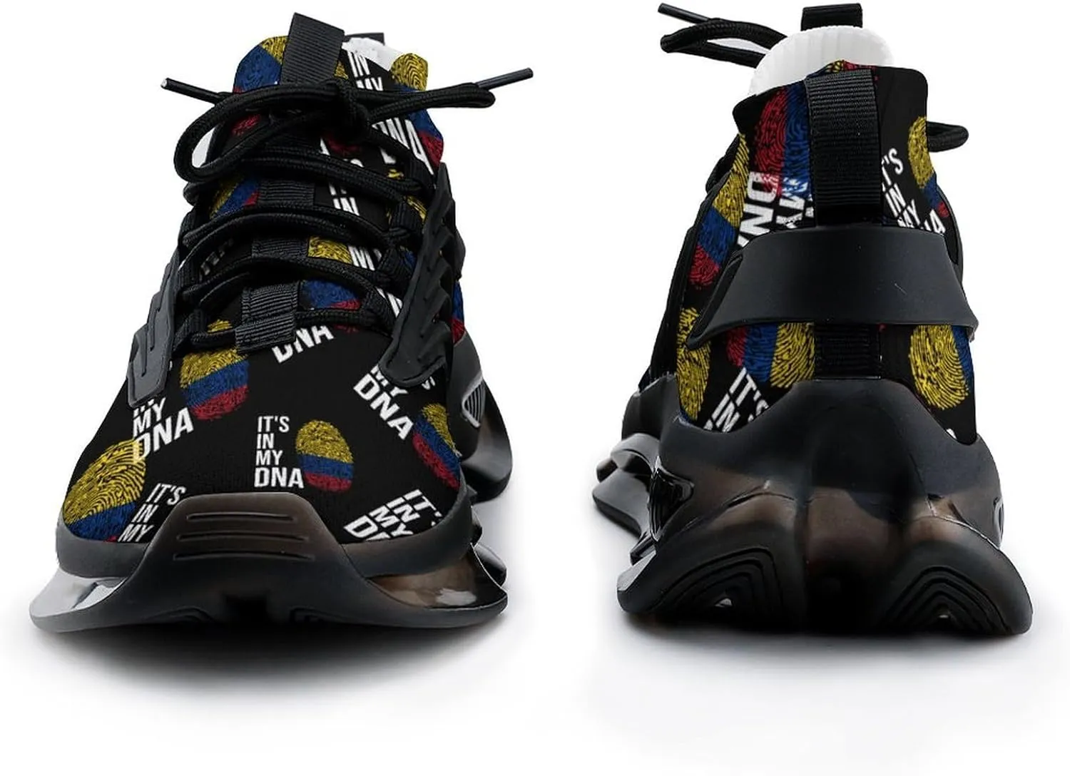 It's in My DNA Colombian Flag Walking Shoes for Men Lightweight Tennis Fashion Elastic Sports Shoes Cushion Basketball Shoes