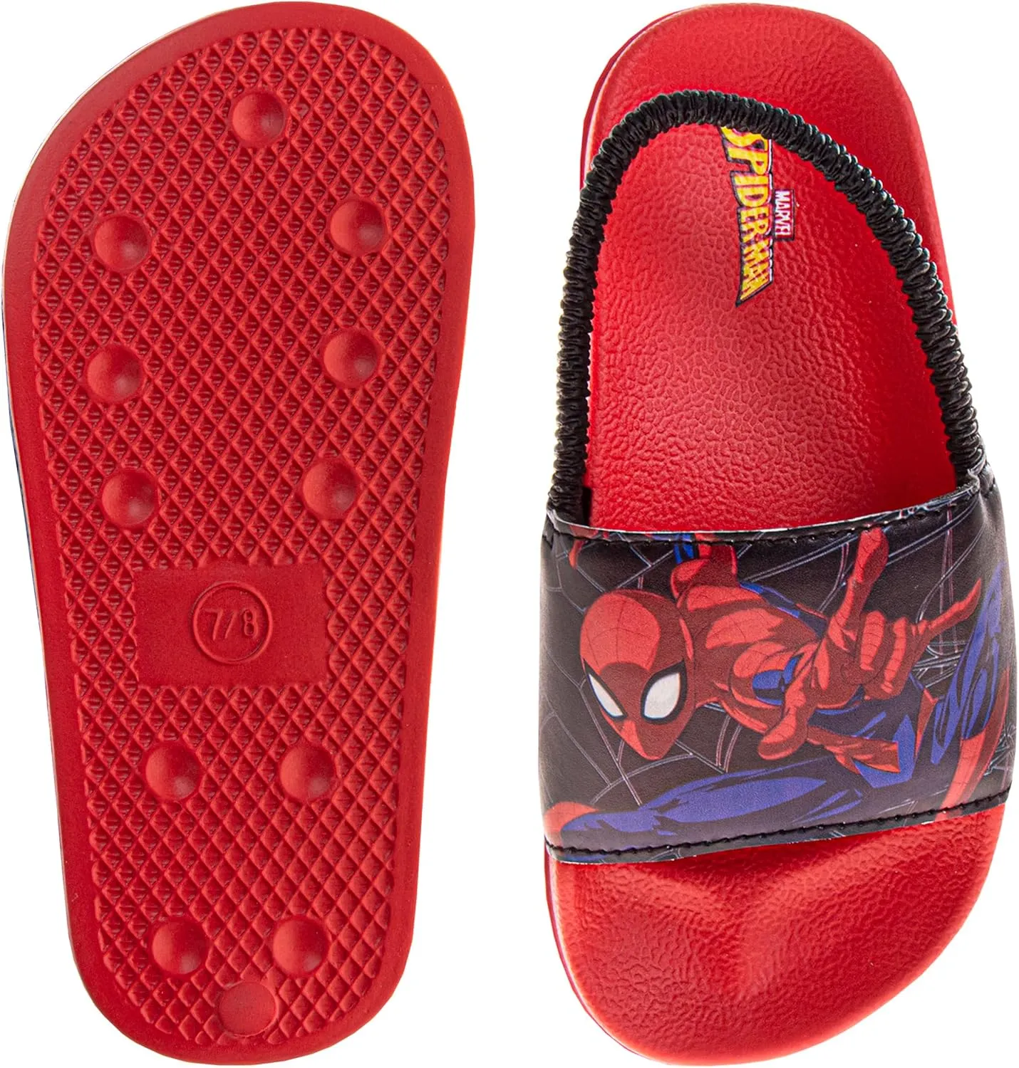 Josmo Boys Slide Open Toe Summer Sandals SlipOn Pool Slides Spiderman, Avengers, Sonic the Hedgehog (sizes: 5-10 toddler / 11-12 little kid)