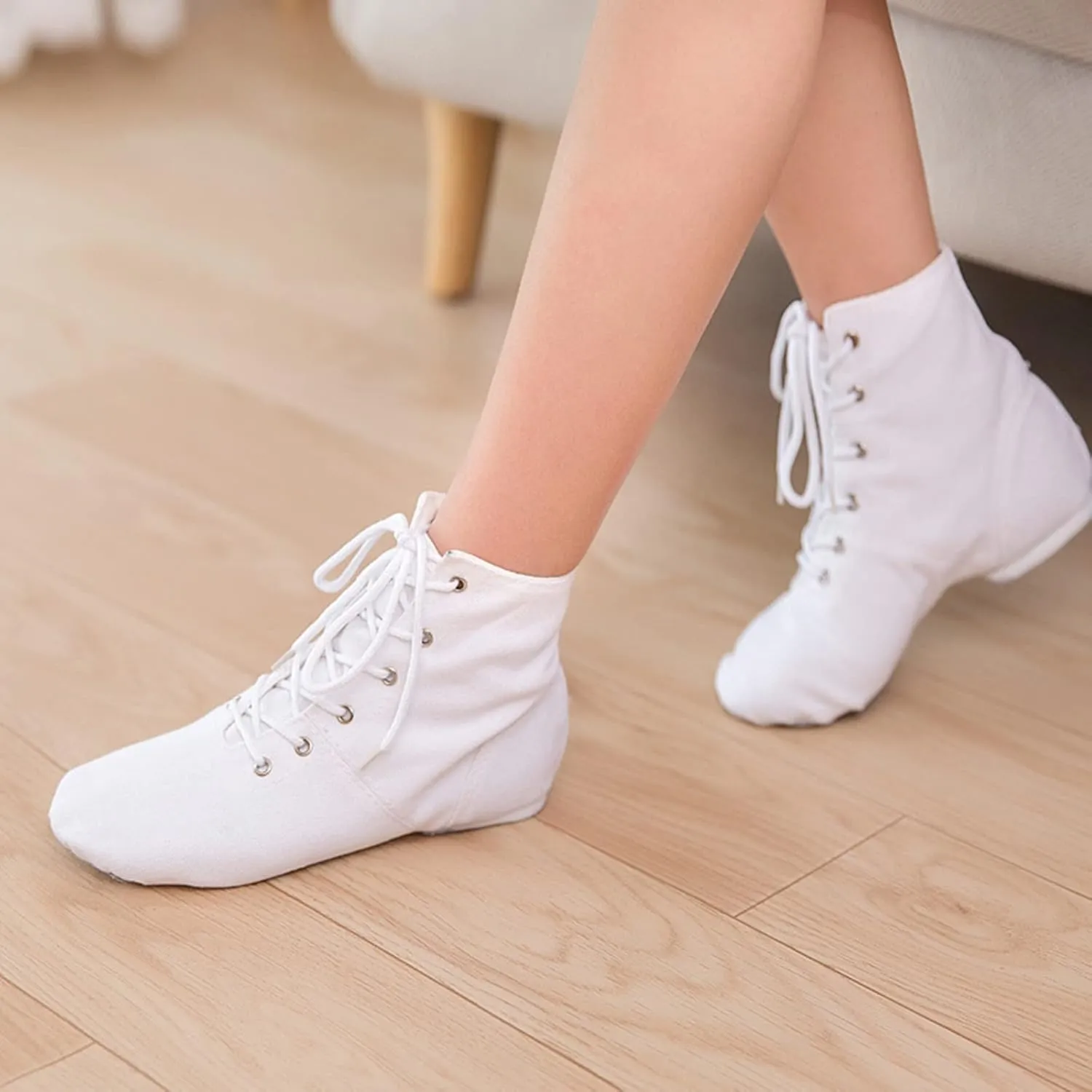 Kids Jazz Boot Shoes Baby Girl boy Ankle Lace-up Dance Shoes Flat ractice Dancing Boots Soft-Soled High Boots