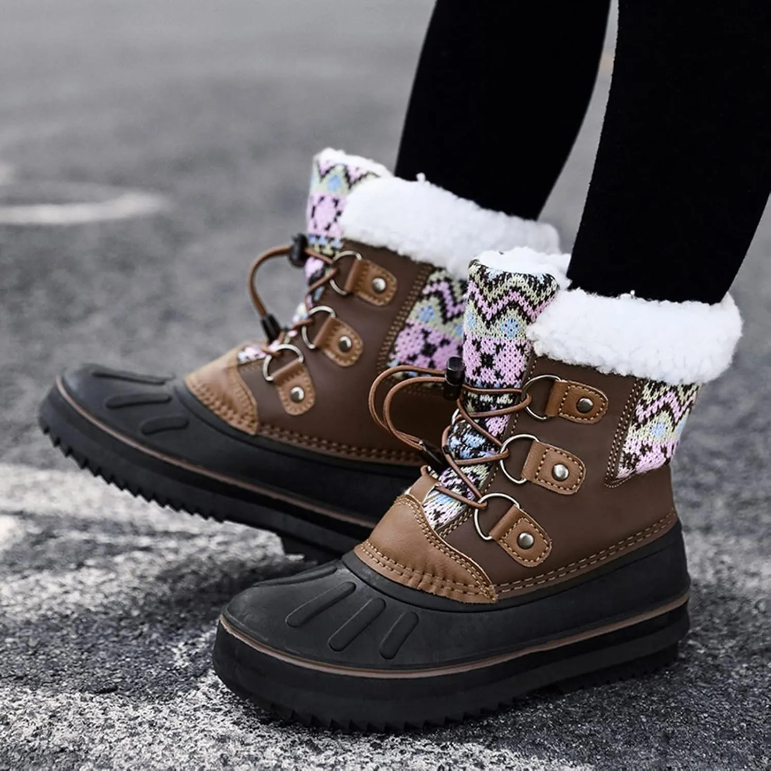 Kids Snow Boots Girls Boys Outdoor Plus Velvet Warm Ski Shoes Toddler Water Proof Anti-slip Mid Calf Booties