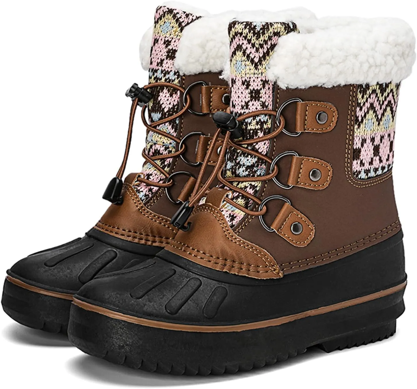 Kids Snow Boots Girls Boys Outdoor Plus Velvet Warm Ski Shoes Toddler Water Proof Anti-slip Mid Calf Booties