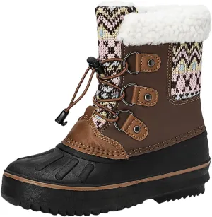 Kids Snow Boots Girls Boys Outdoor Plus Velvet Warm Ski Shoes Toddler Water Proof Anti-slip Mid Calf Booties