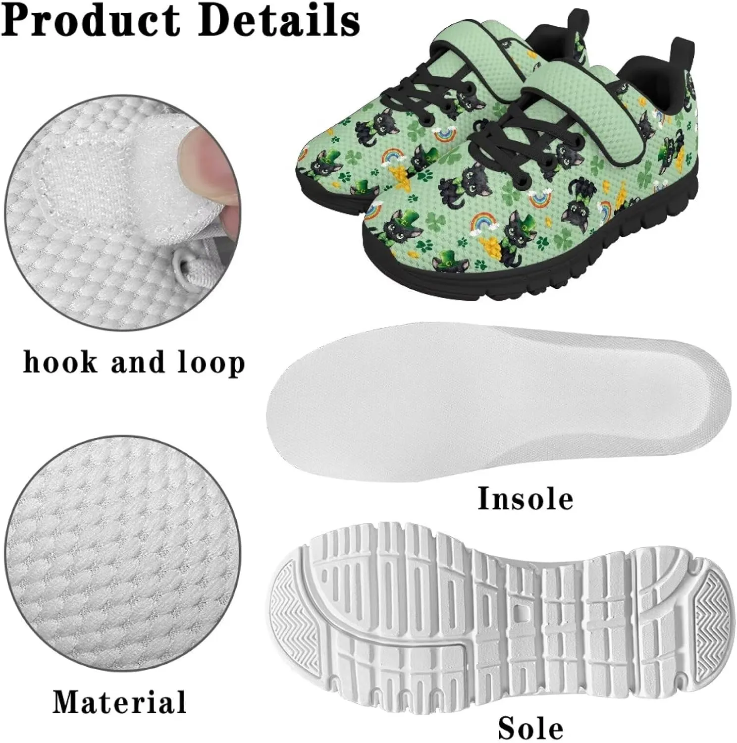 Kids St Patrick's Day Shoes Green Sneakers for Girls Boys Slip On Shoes