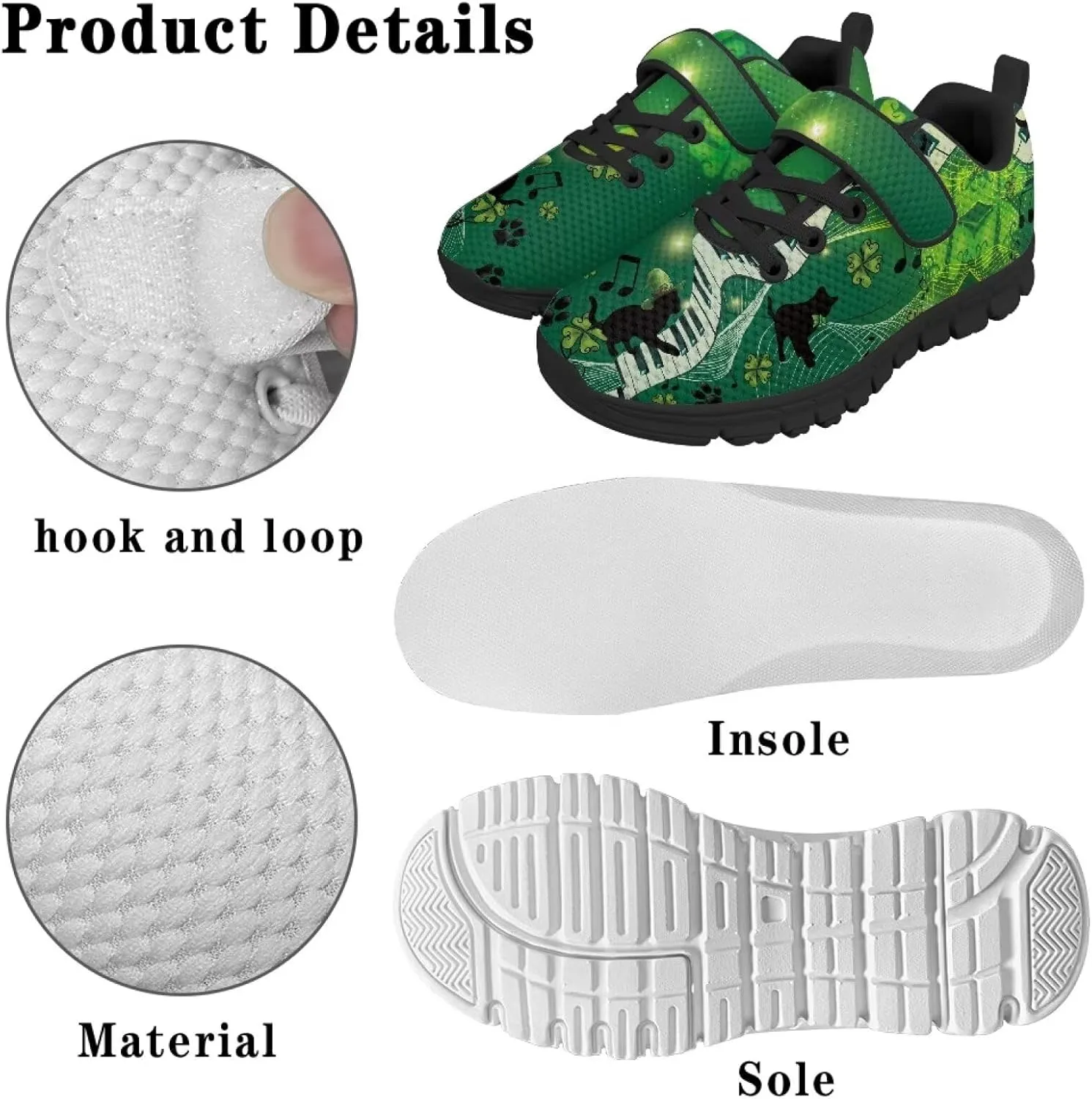 Kids St Patrick's Day Shoes Green Sneakers for Girls Boys Slip On Shoes