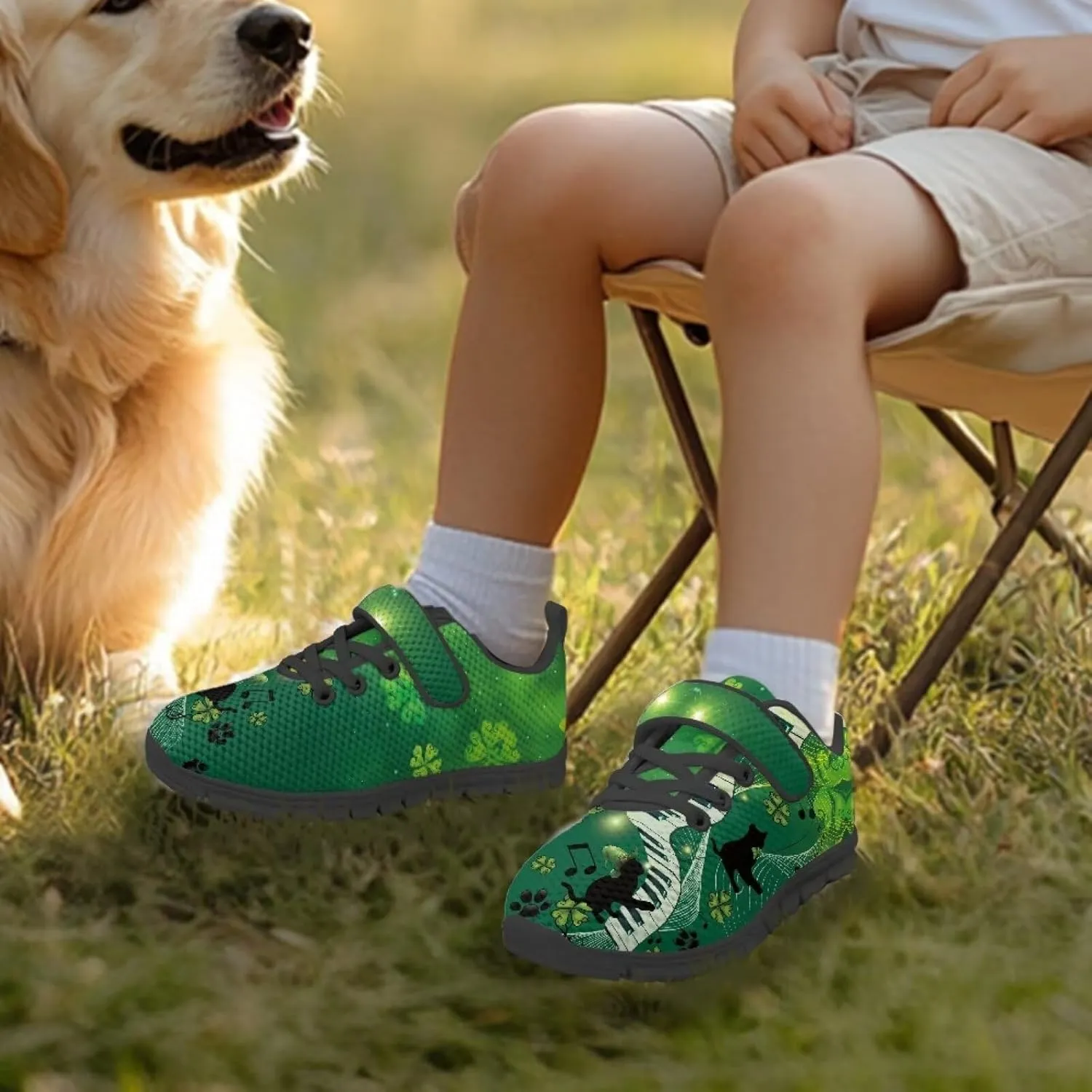 Kids St Patrick's Day Shoes Green Sneakers for Girls Boys Slip On Shoes