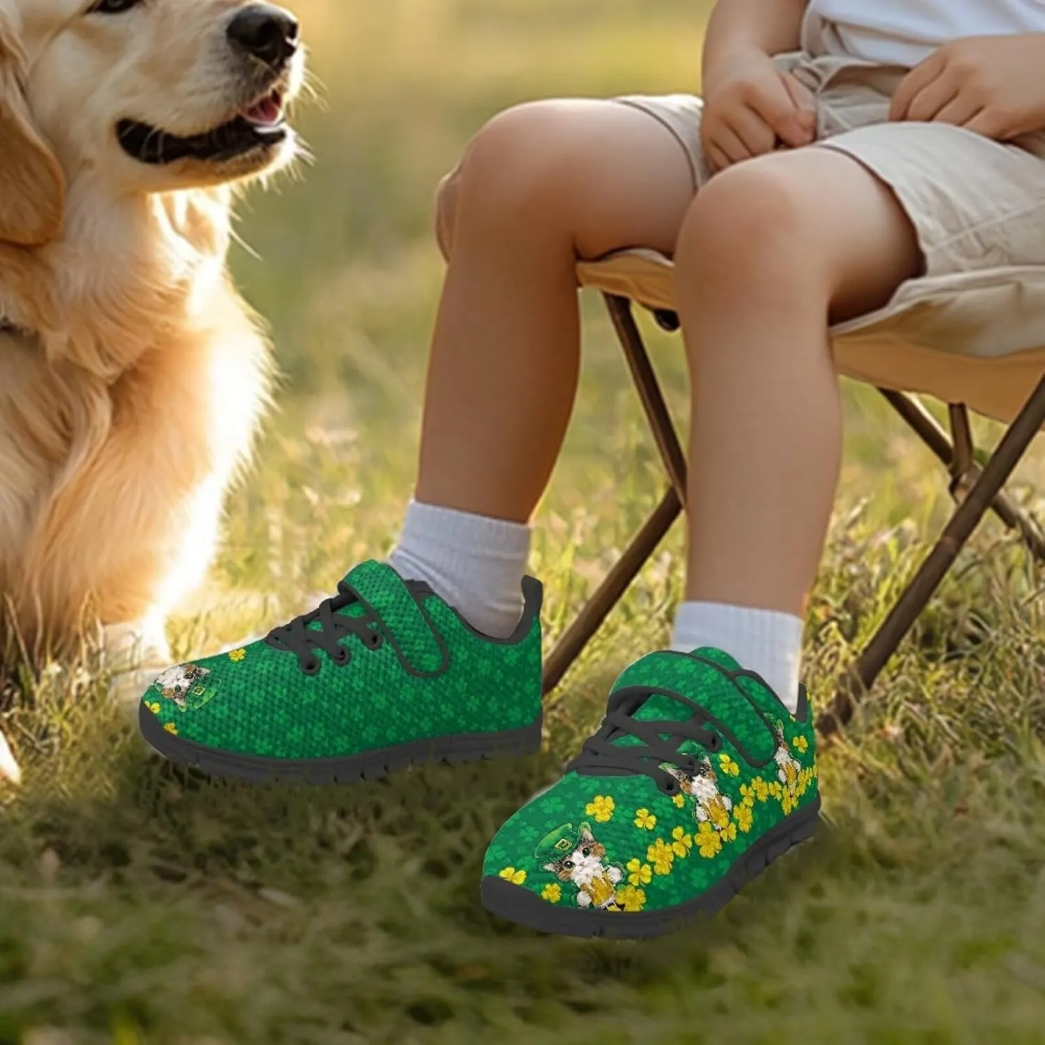 Kids St Patrick's Day Shoes Green Sneakers for Girls Boys Slip On Shoes