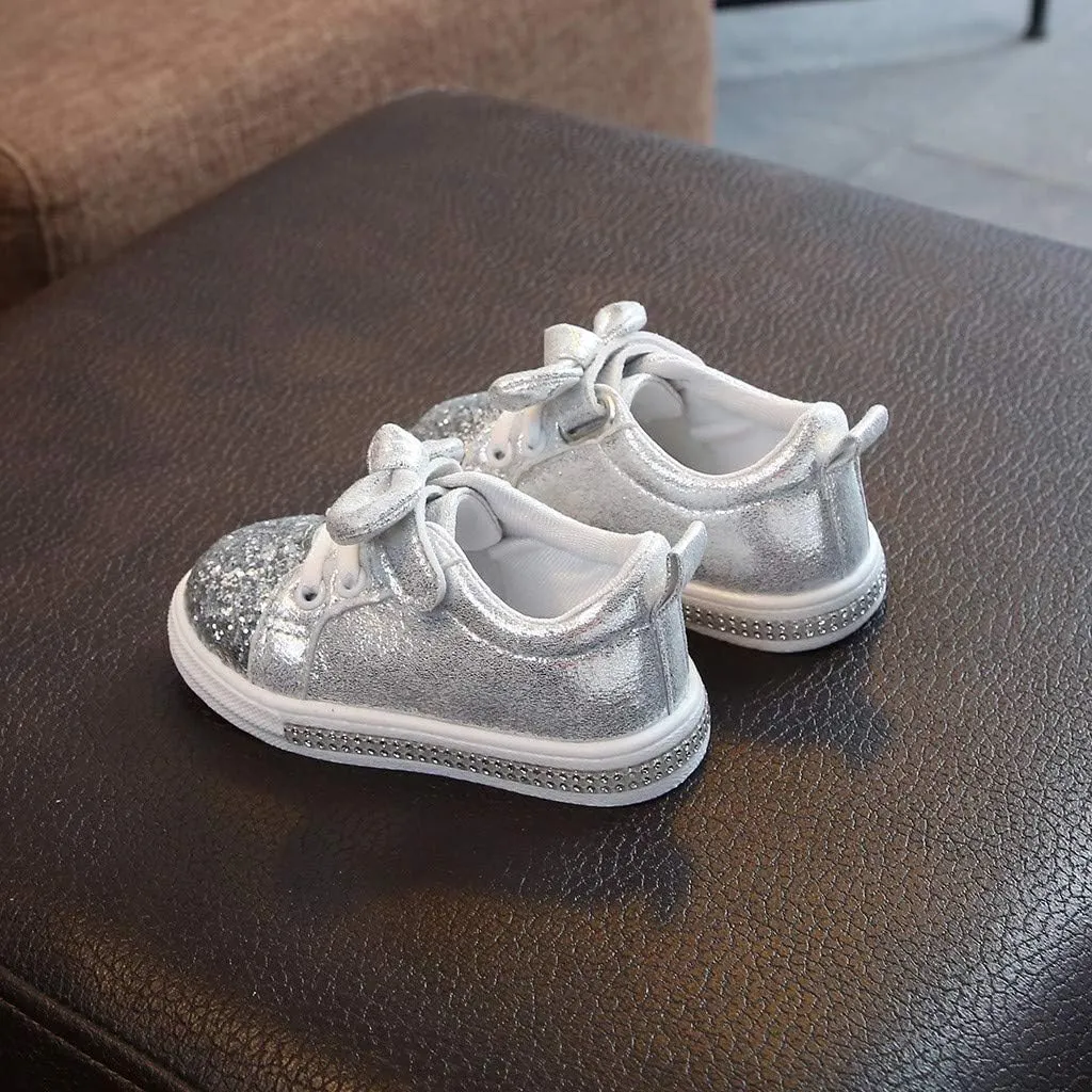 Kids Tennis Shoes Boys Sequins Boys Shoes Run Baby Girls Children Crystal Bling Sport Bowknot Baby Shoes Born Shoes