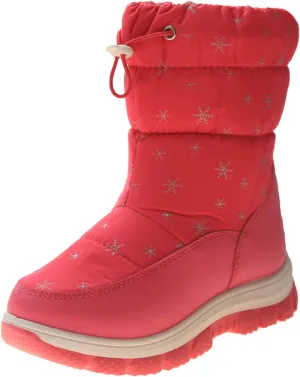 Kids Winter Thick Snowflake Snow Boots Boys Girls Soles Non Slip Mid Calf Booties Big Child Warm Hiking Shoes