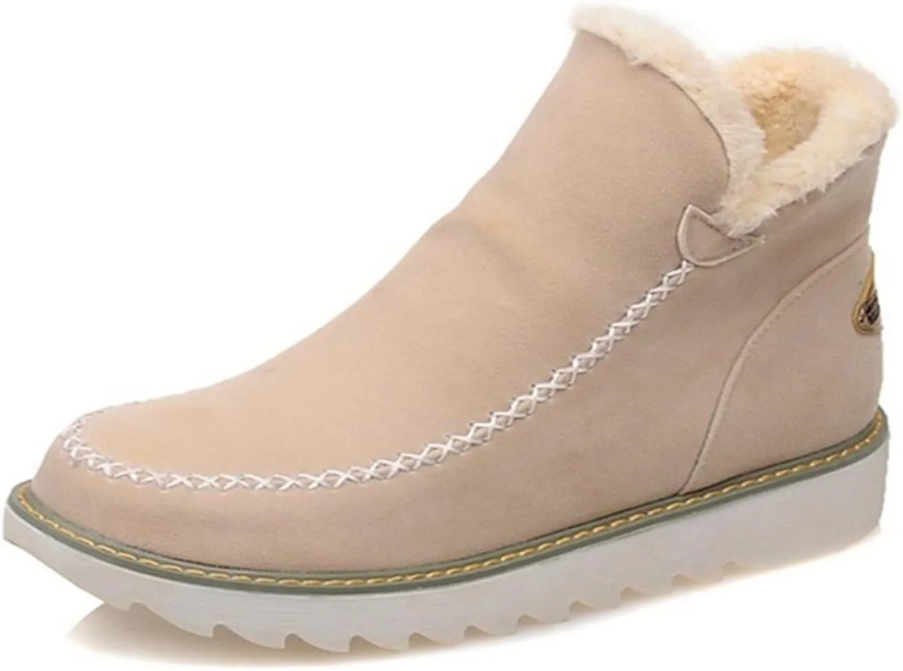 Ladmiple Winter Boots For Women Fashion Warm Snow Ankle Booties Comfortable Slip On Outdoor Fur Lined Walking Shoes