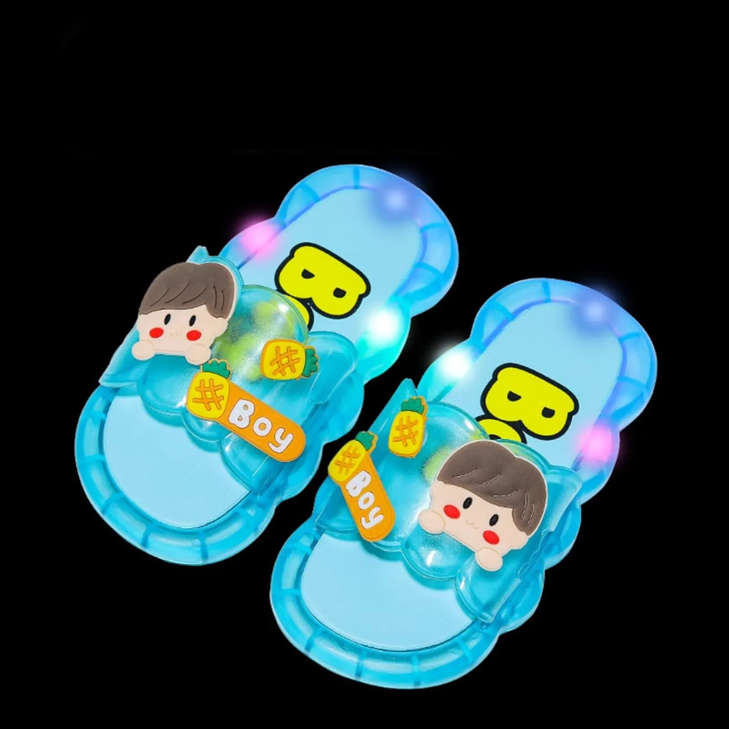 Light Up Shoes for Girls Non-Slip Open Toe Slipper Cute Flat Led Shoes Toddler Slip On Luminous Sandal