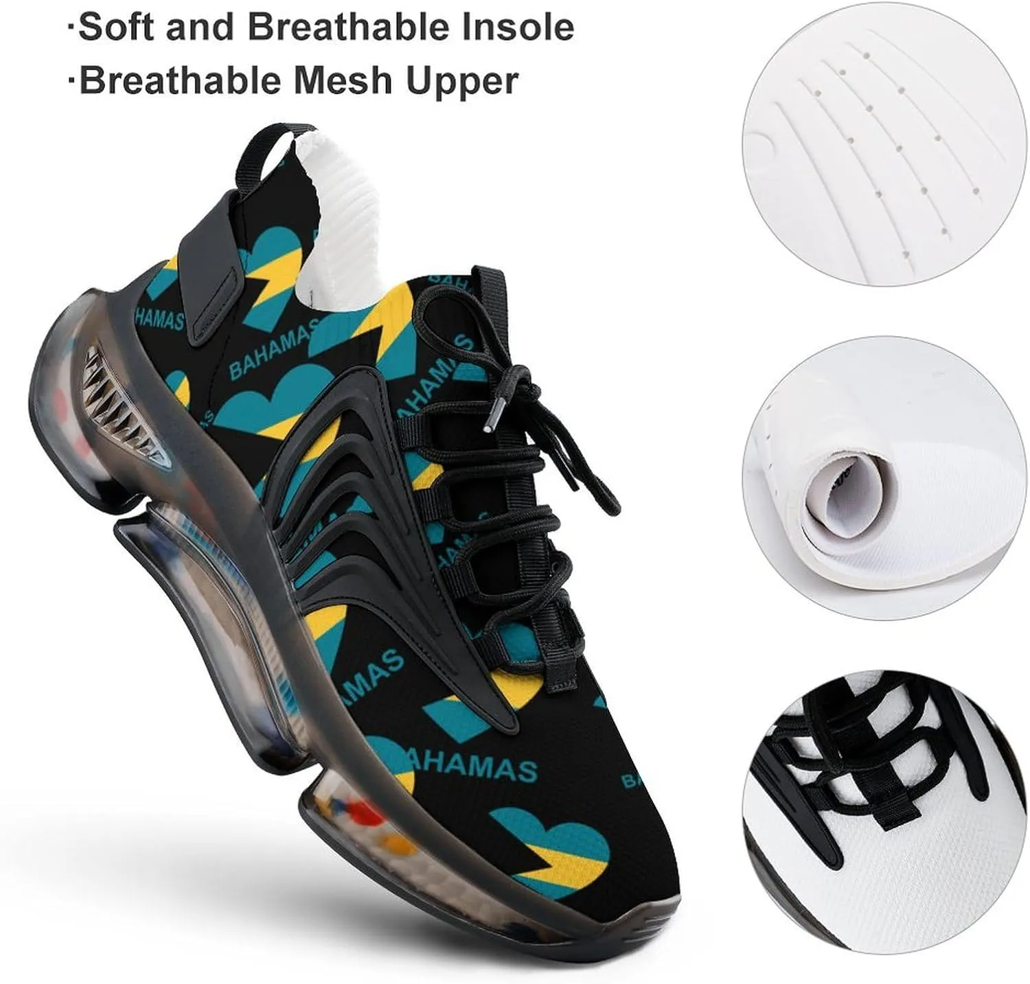 Love Bahamas Walking Shoes for Men Lightweight Tennis Fashion Elastic Sports Shoes Cushion Basketball Shoes