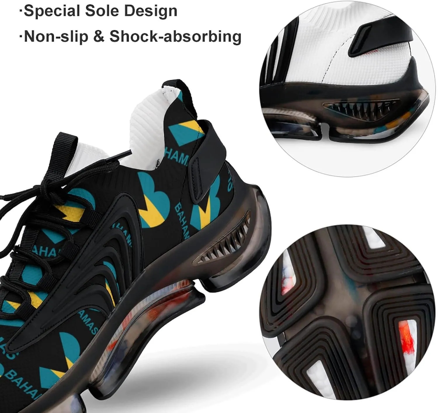 Love Bahamas Walking Shoes for Men Lightweight Tennis Fashion Elastic Sports Shoes Cushion Basketball Shoes