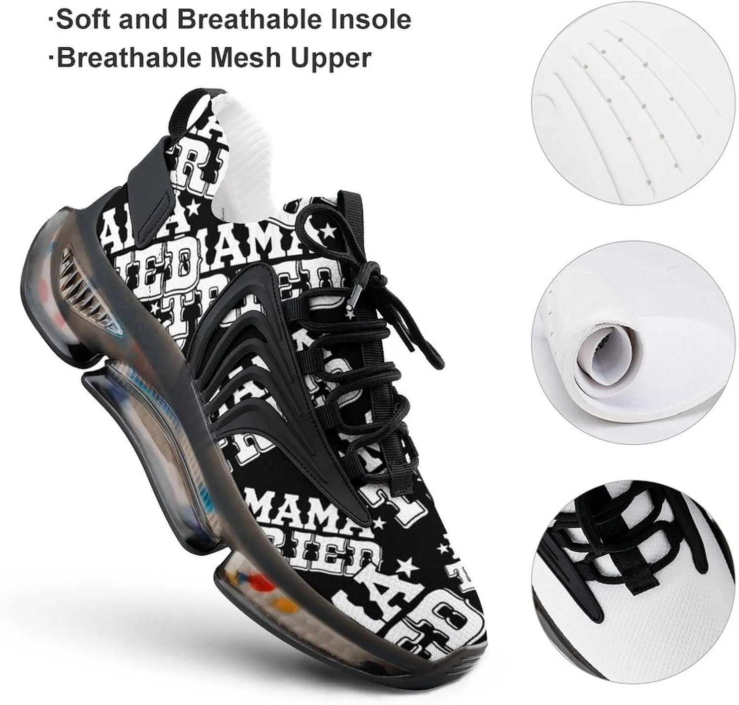 Mama Tried Walking Shoes for Men Lightweight Tennis Fashion Elastic Sports Shoes Cushion Basketball Shoes