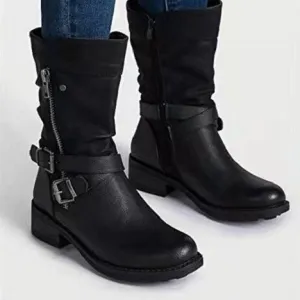 Martin Boots Foreign Trade Large Size Women's Shoes Belt Low Heel Casual Boots