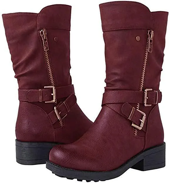 Martin Boots Foreign Trade Large Size Women's Shoes Belt Low Heel Casual Boots