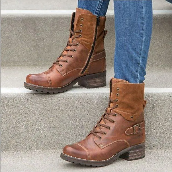 Martin boots with belt buckle