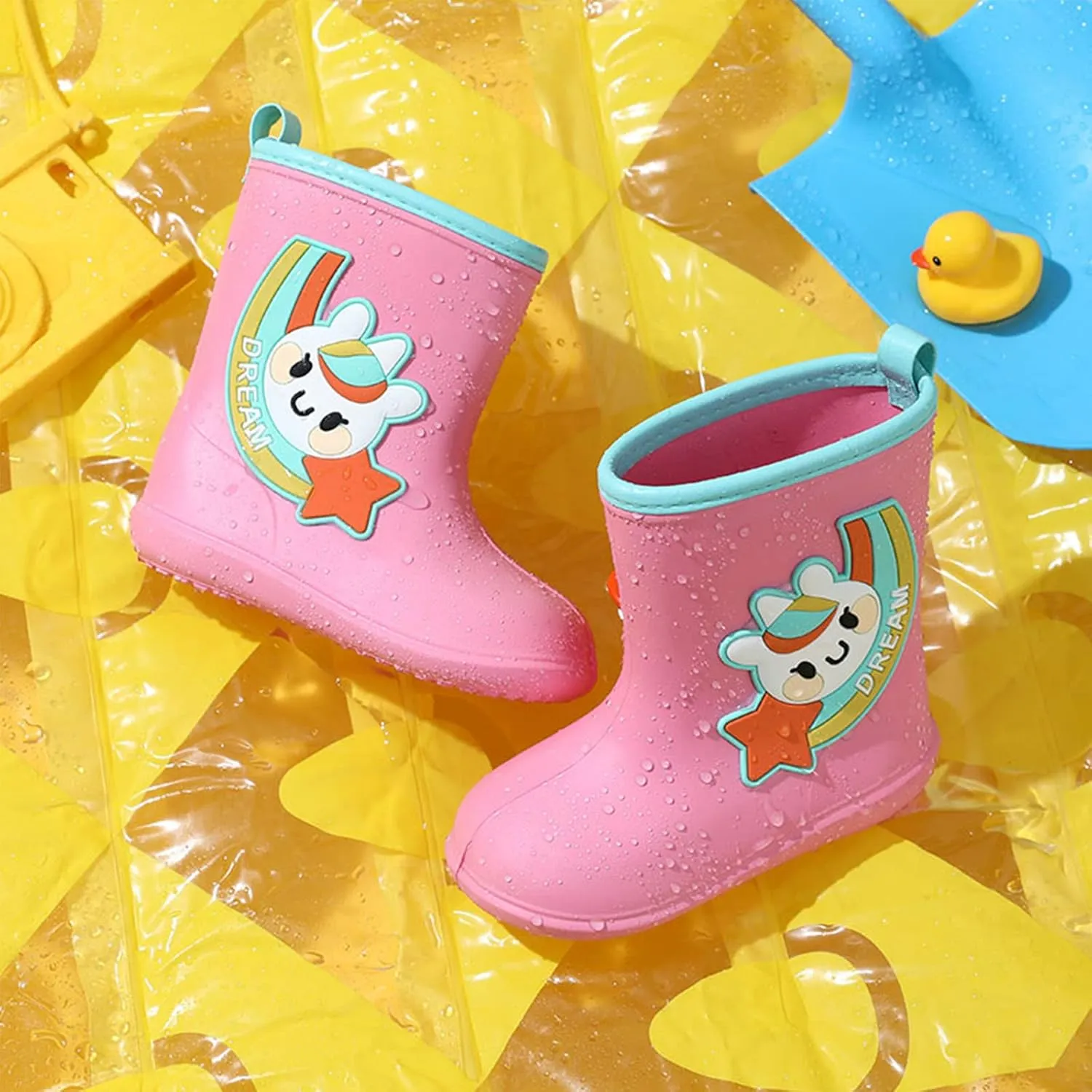 Meidiastra Toddler Kids Boys Girls Rain Boots Rubber Non Slip Rain Shoes