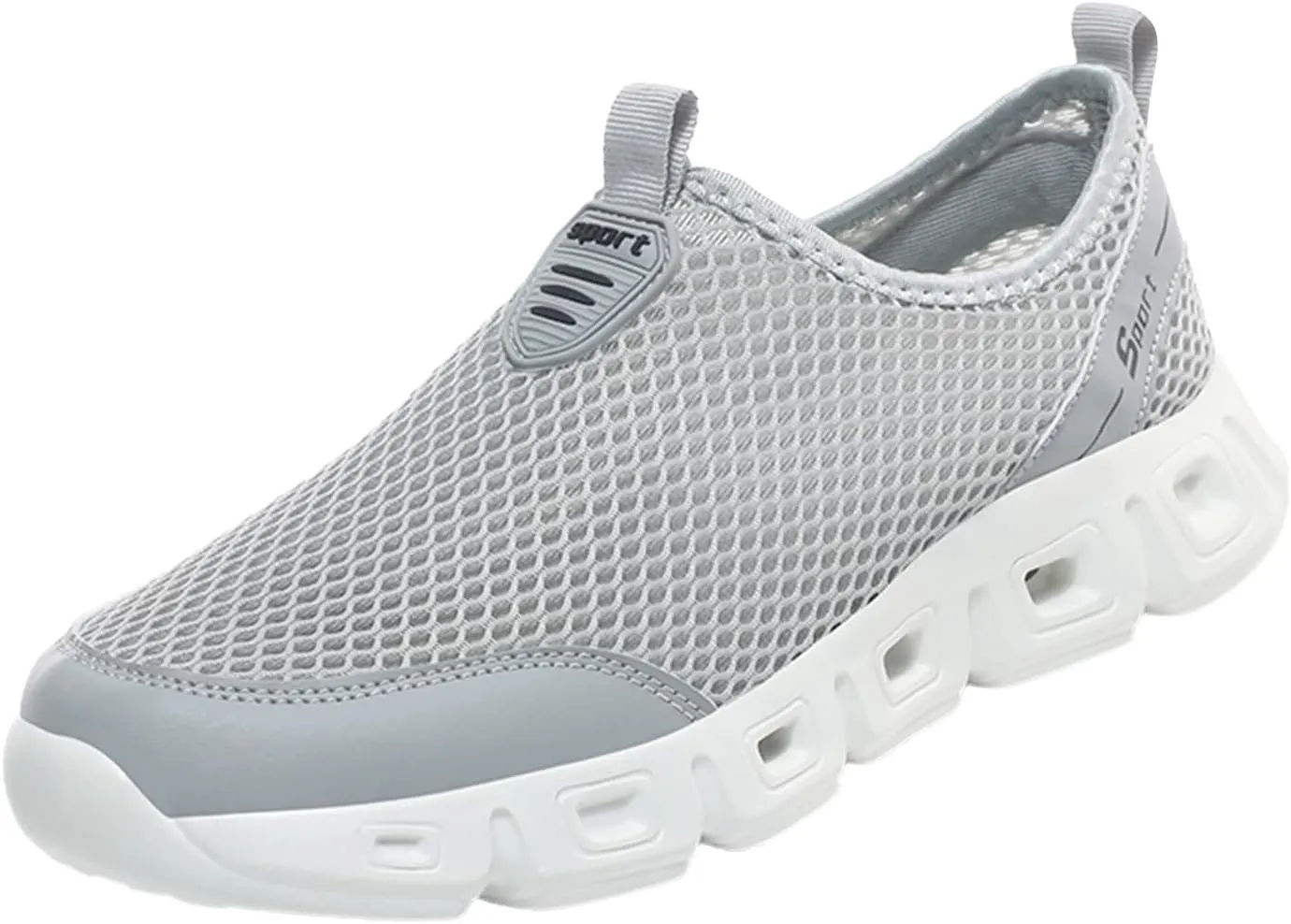 Men Shoes Summer Large Size Lightweight Hollow Mesh Outdoor Non Slip Casual Running Shoes Men's Workout Plus Sneaker (Grey, 11)