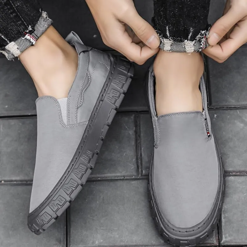Men's Breathable Canvas-Bottom Casual Skate Shoes with Lace-Up Design - Ideal for Outdoor Leisure & Daily Wear