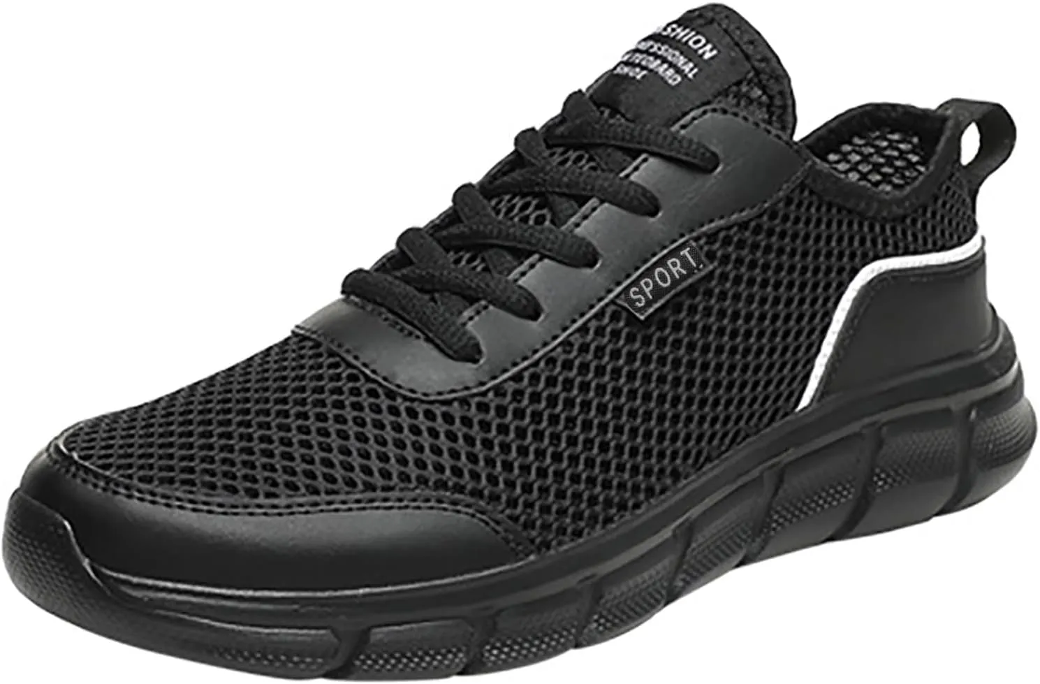 Men's Casual Shoe Fashion Spring and Summer Men Sports Shoes Flat Lightweight Mesh Breathable Lace Up Solid Color Casual