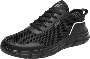 Men's Casual Shoe Fashion Spring and Summer Men Sports Shoes Flat Lightweight Mesh Breathable Lace Up Solid Color Casual