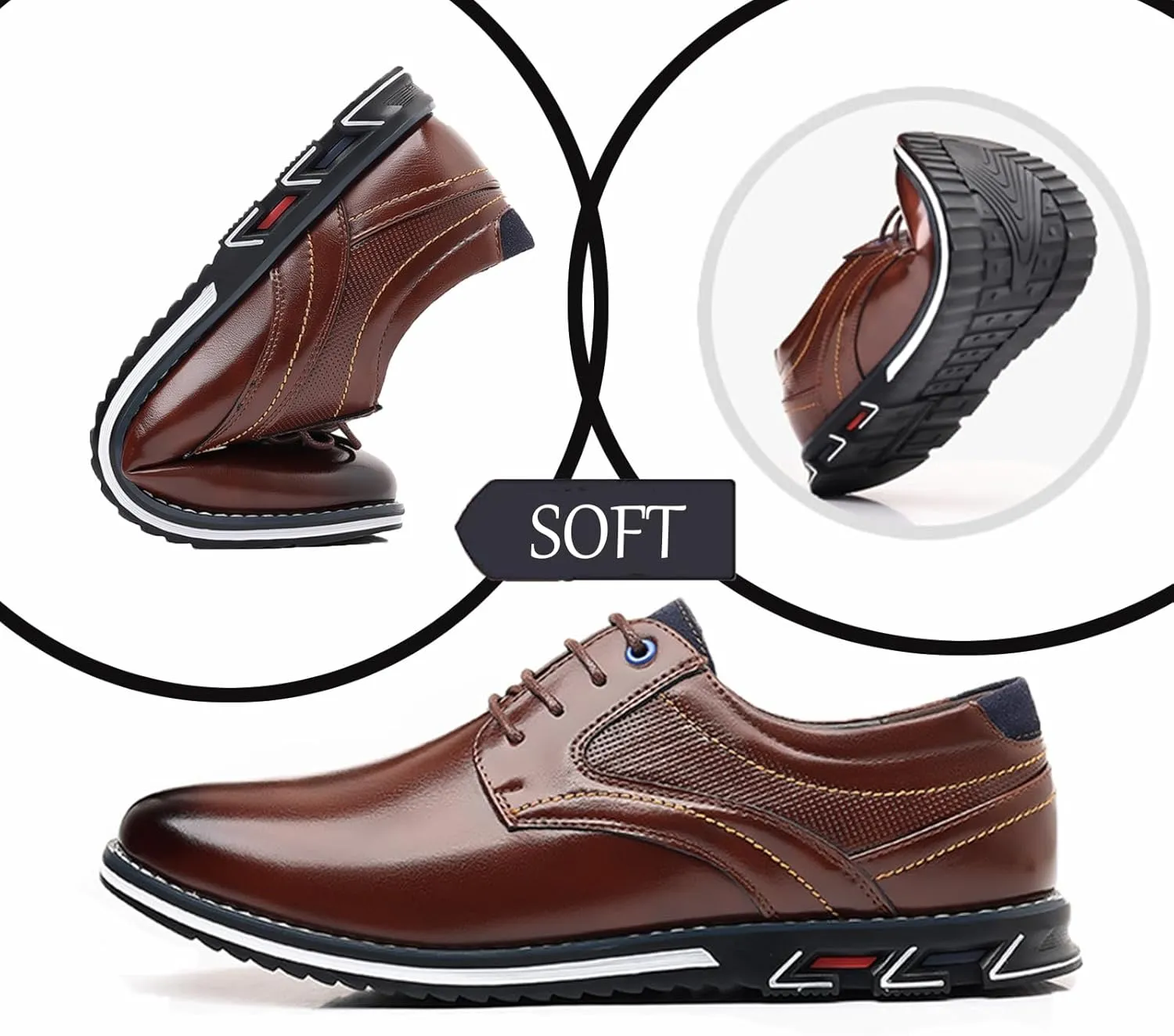Men's Leather Dress Flat Oxford Shoes Slip On Lace Up Causal Shoes Fashion Walking Shoes Business Office Party Comfort Loafers