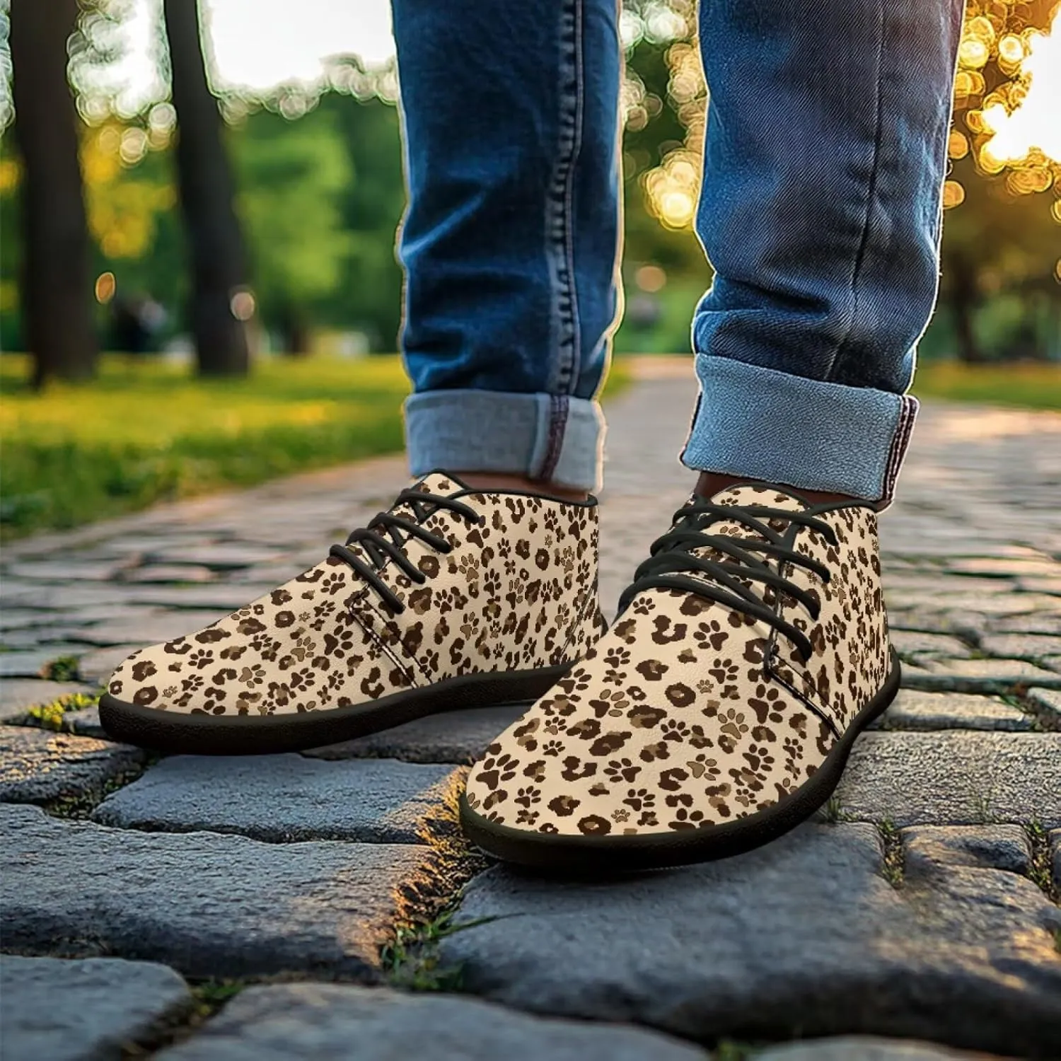 Men's Road Running Shoes Anima Print Wide Toe Shoe Classic Low Top Zero Drop Sneaker Lightweight Minimalist Sneakers