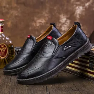 Men's Round Toe Slip-On PU Leather Shoes With PVC Sole