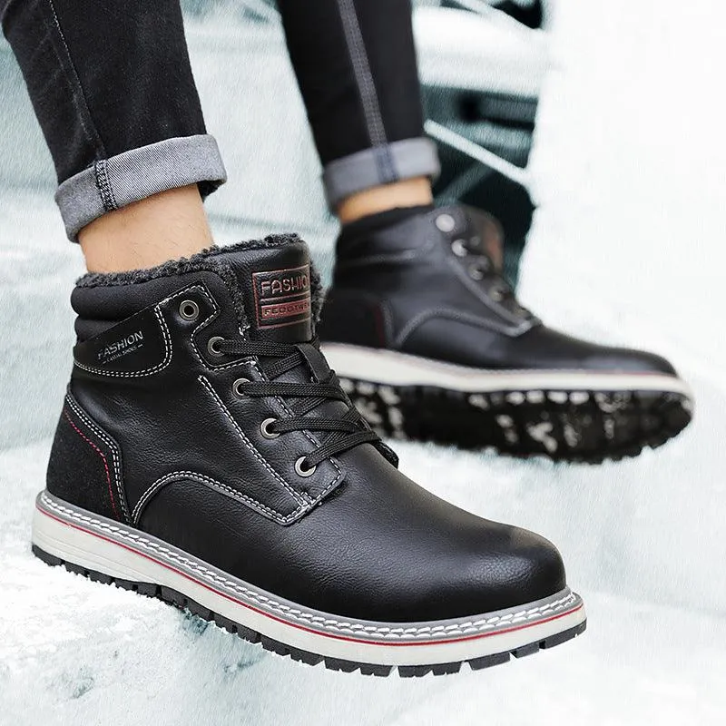 Men's shoes high top Martin boots plush cotton shoes