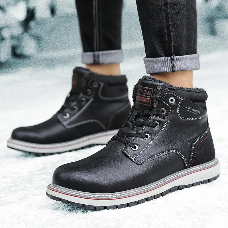 Men's shoes high top Martin boots plush cotton shoes