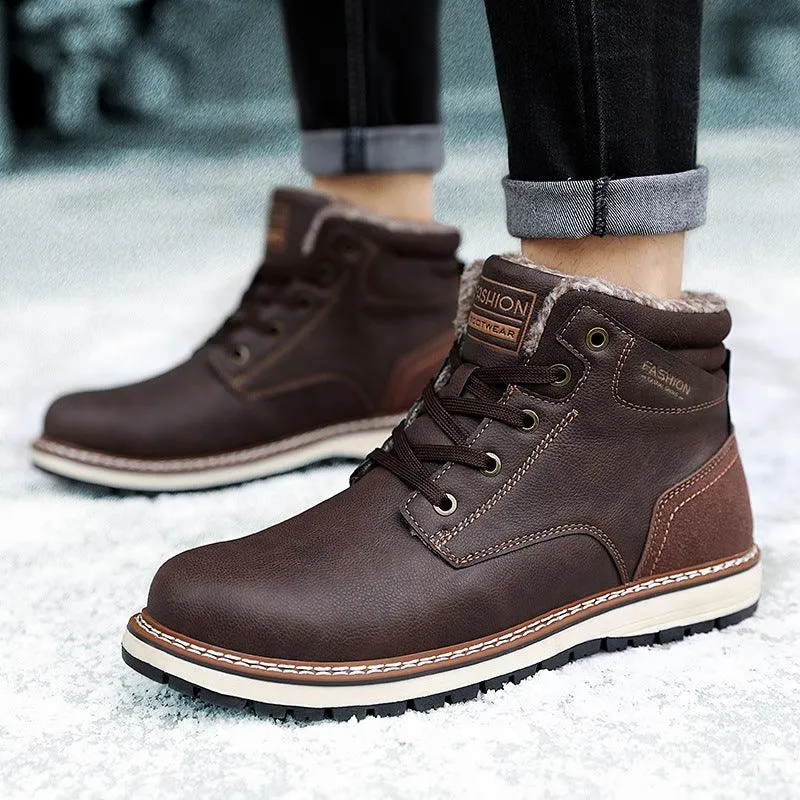 Men's shoes high top Martin boots plush cotton shoes