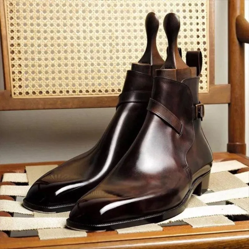 Men's Short Boots with Stylish Buckle Design