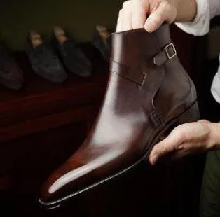 Men's Short Boots with Stylish Buckle Design