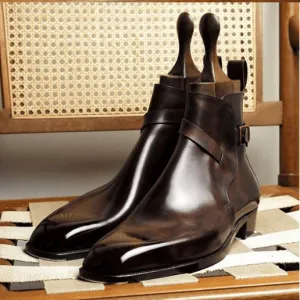 Men's Short Boots with Stylish Buckle Design