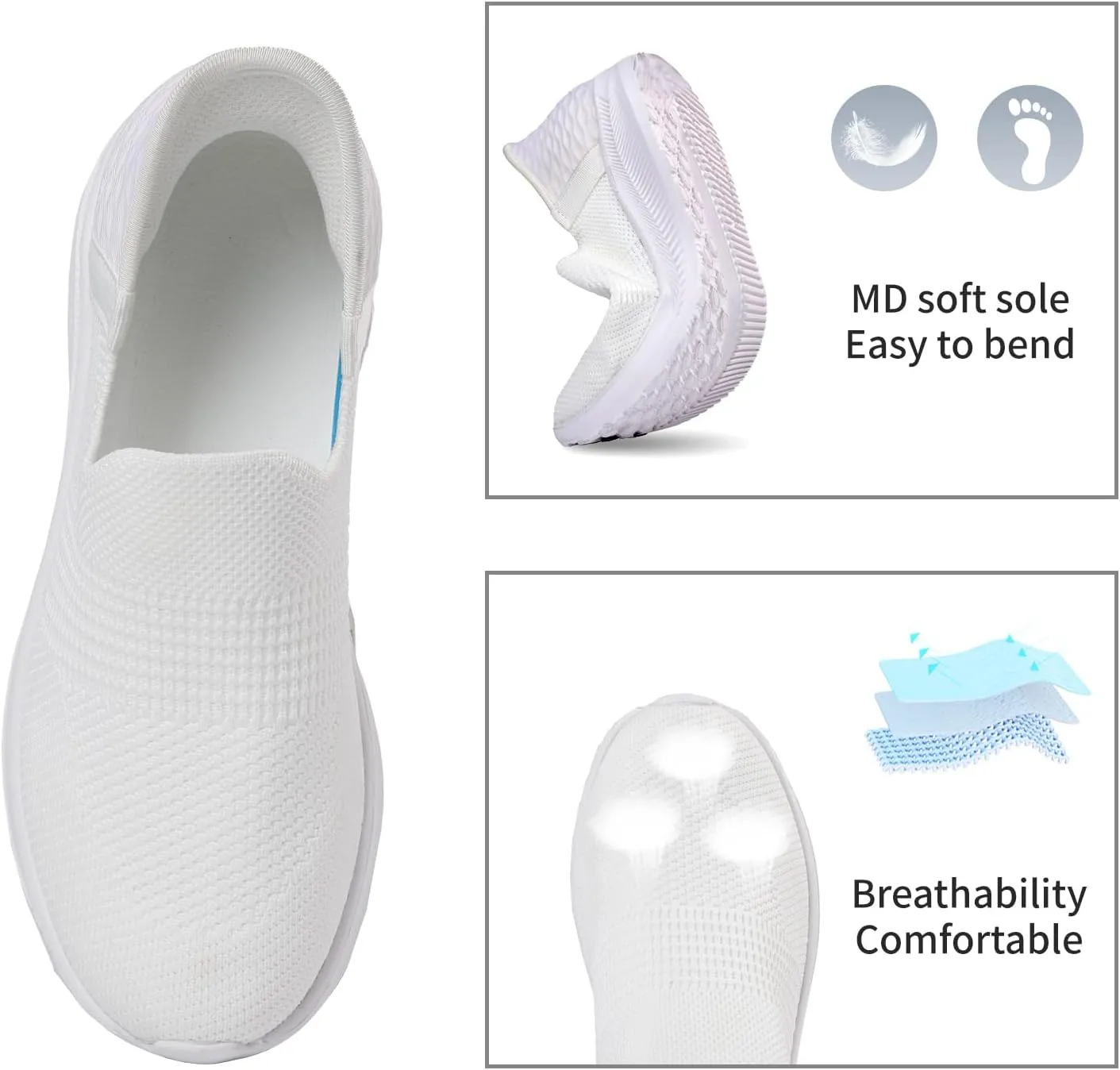 Men's Slip-on Loafers Comfortable Walking Shoes Breathable Knit Casual Sneakers Lightweight Breathable Mesh Shoes for Women