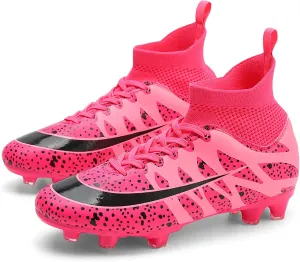 Mens Soccer Cleats Professional High-top Spikes Soccer Shoes Kids Anti-Slip Football Boots Outdoor Indoor Turf Training Football Shoes