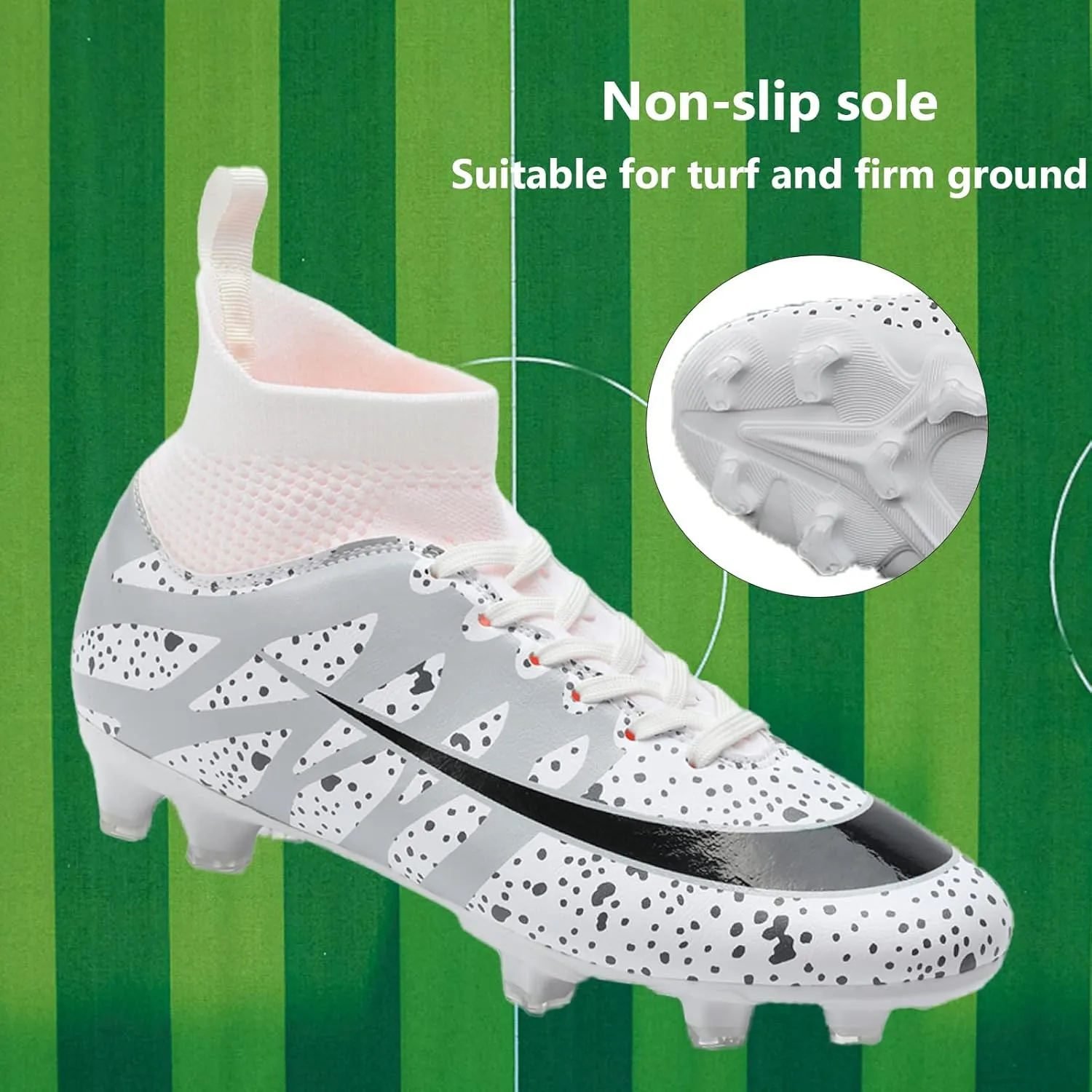 Mens Soccer Cleats Professional High-top Spikes Soccer Shoes Kids Anti-Slip Football Boots Outdoor Indoor Turf Training Football Shoes