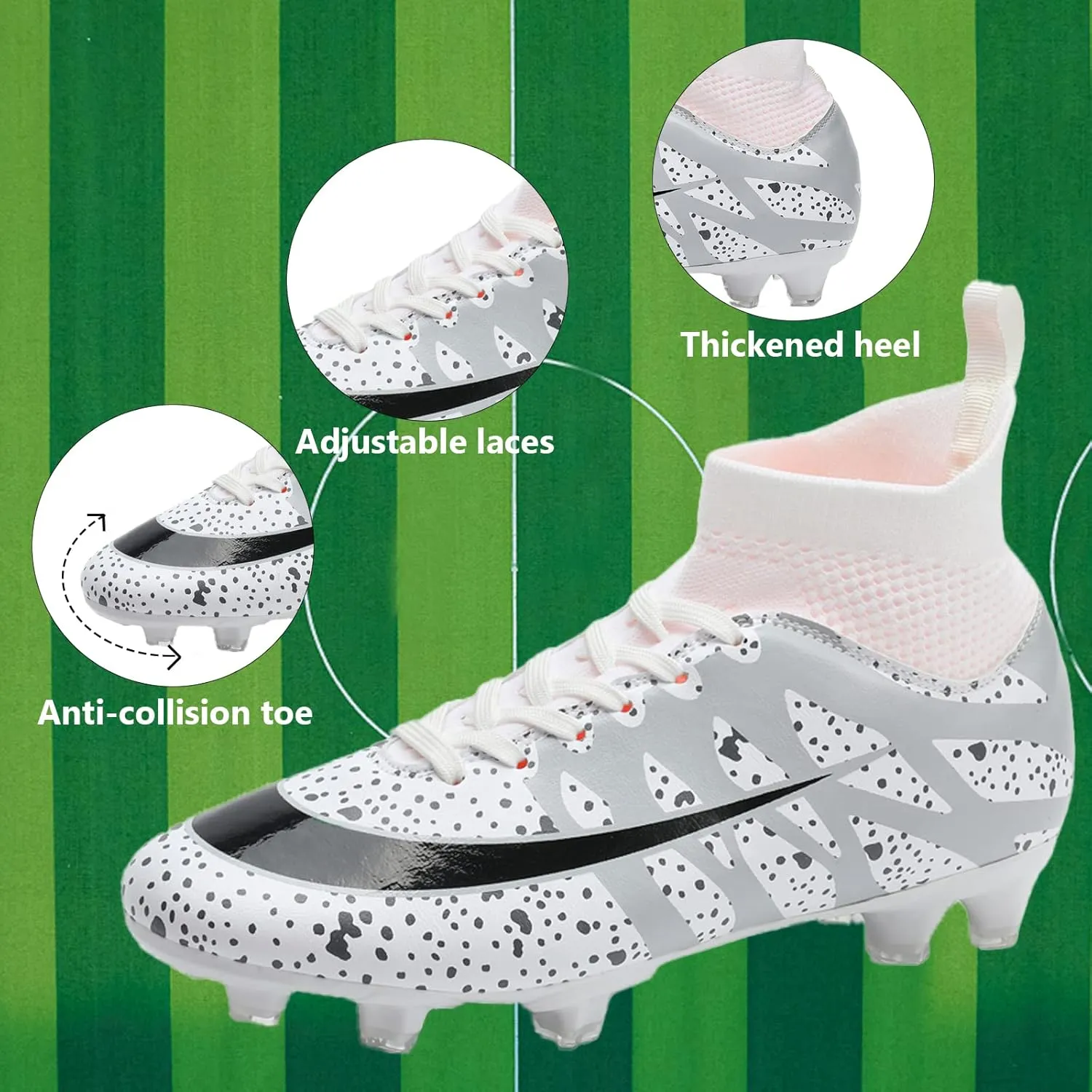 Mens Soccer Cleats Professional High-top Spikes Soccer Shoes Kids Anti-Slip Football Boots Outdoor Indoor Turf Training Football Shoes